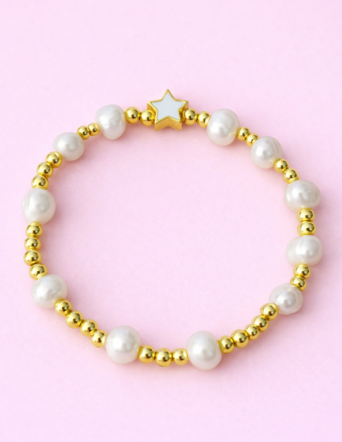 Nila white star 18k gold filled & Real fresh water pearl bracelet