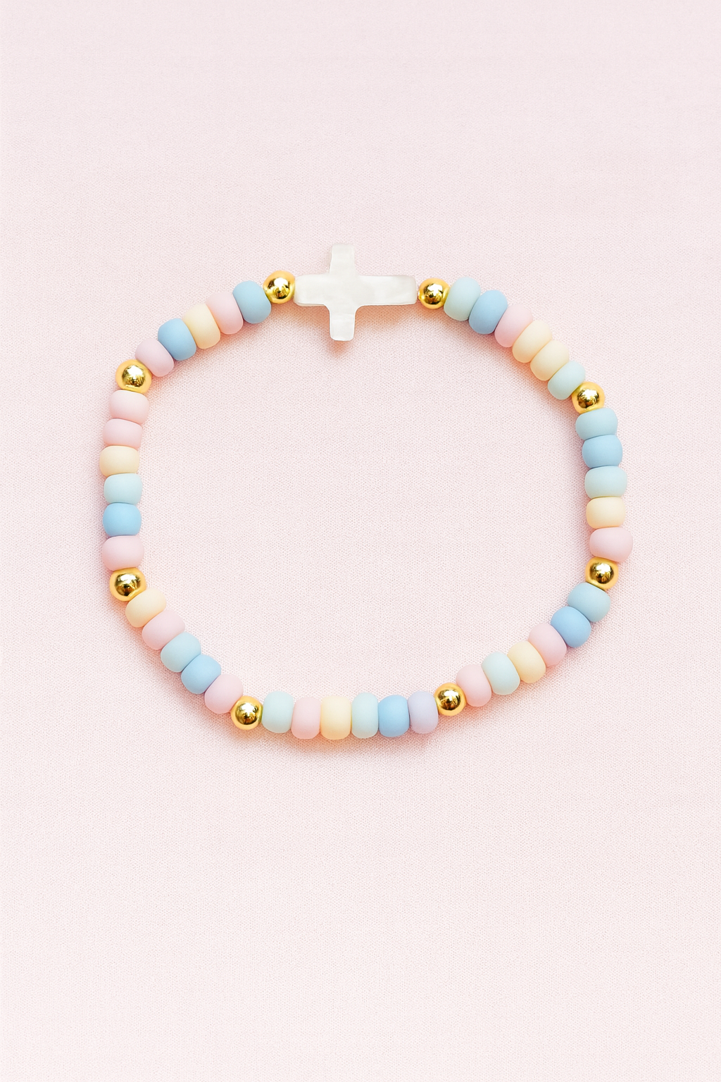 Abigail pastel gold filled & mother of pearl cross bracelet