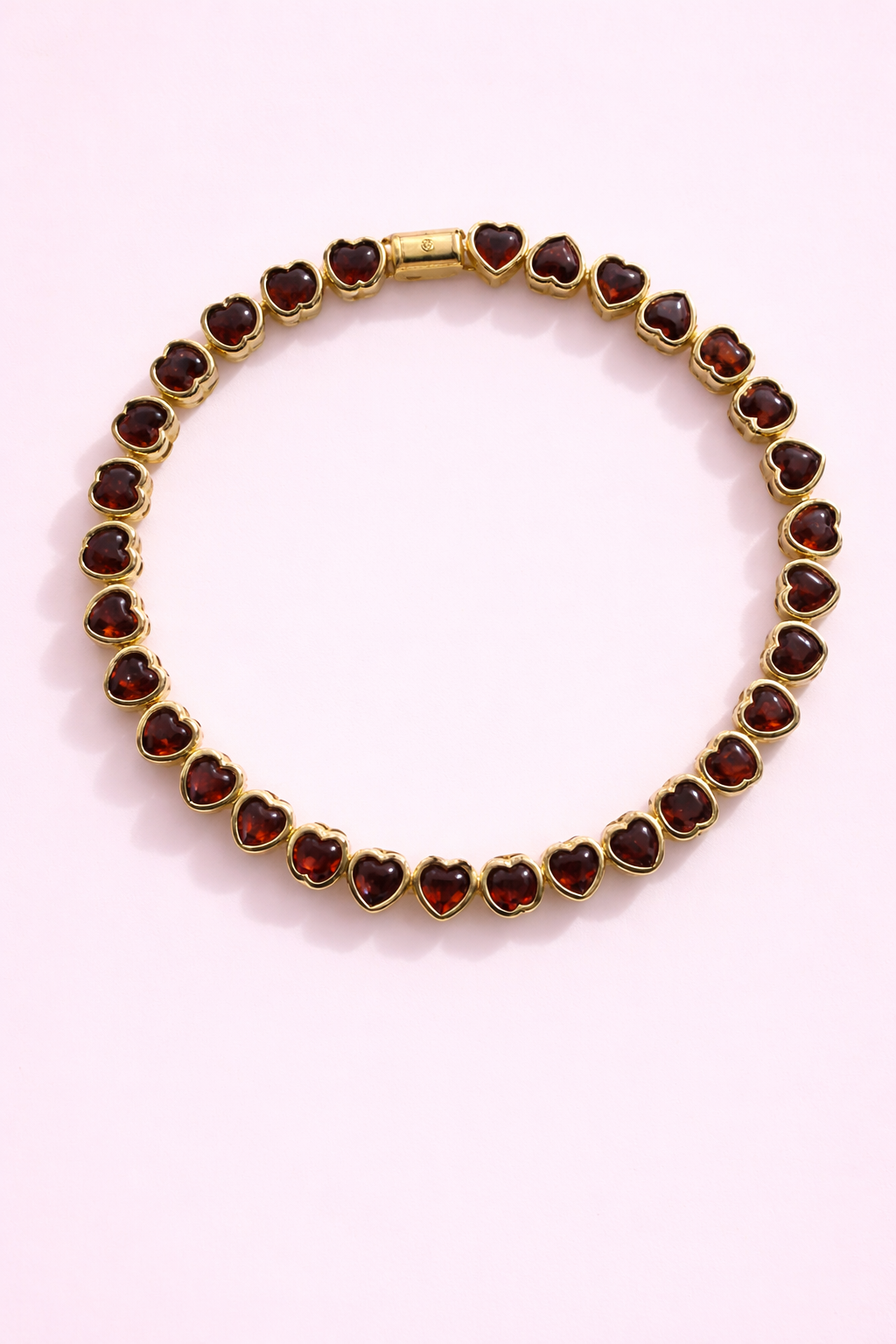 Candice red cubic zirconia hearts tennis bracelet