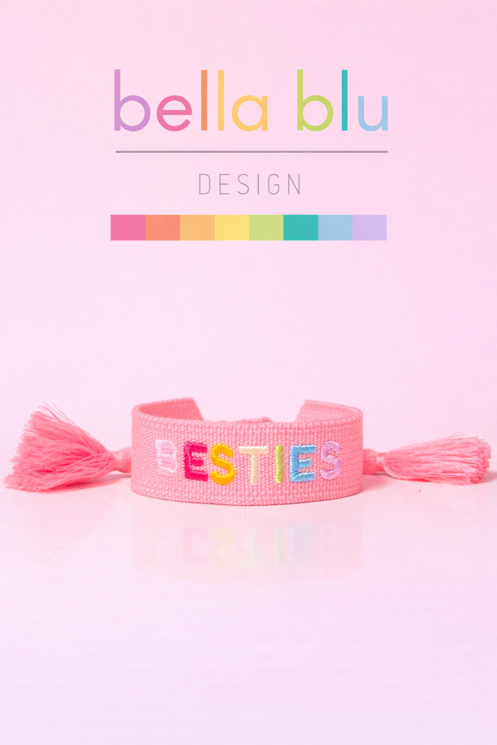 Besties pink adjustable washable woven bracelet
