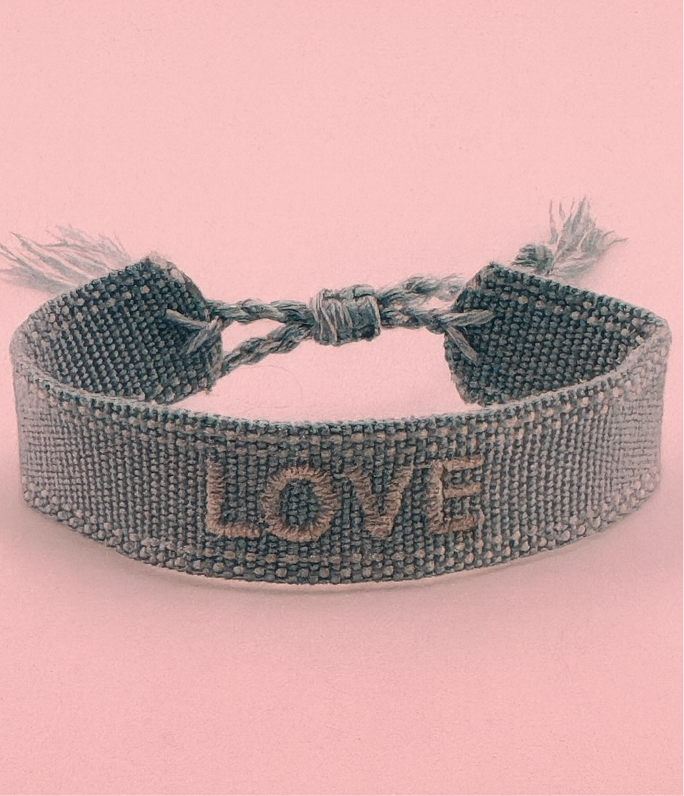 Love white and gray adjustable woven bracelet