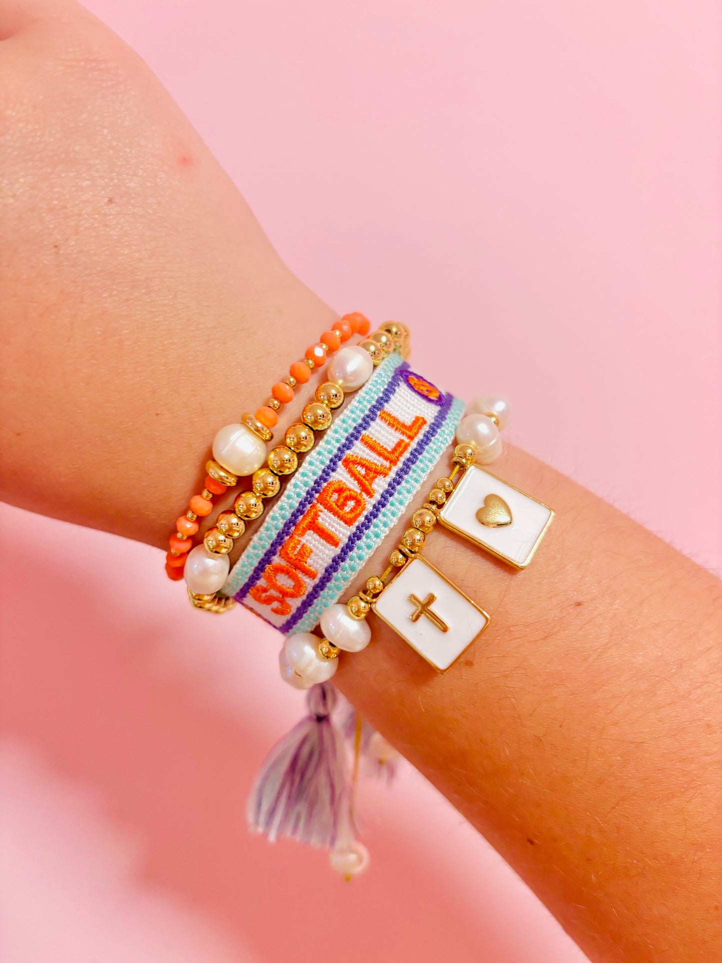 Softball woven bracelet