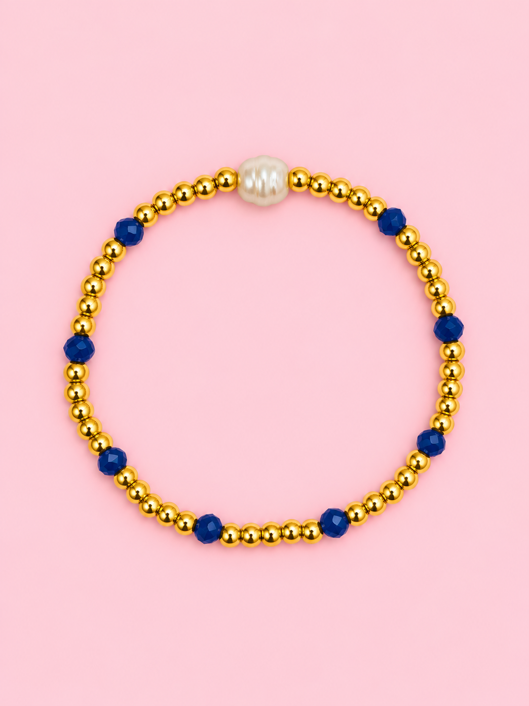 Damaris 18k gold filled, Royal blue & Real fresh water pearl Bracelet