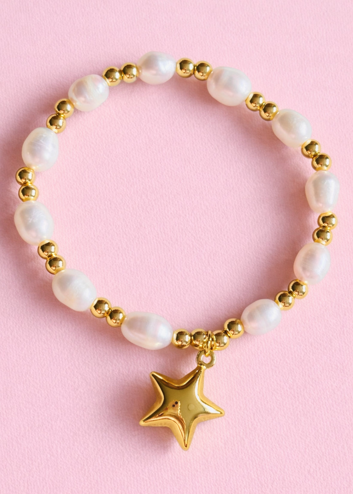 Selah 18k gold filled, real fresh water pearl heart bracelet