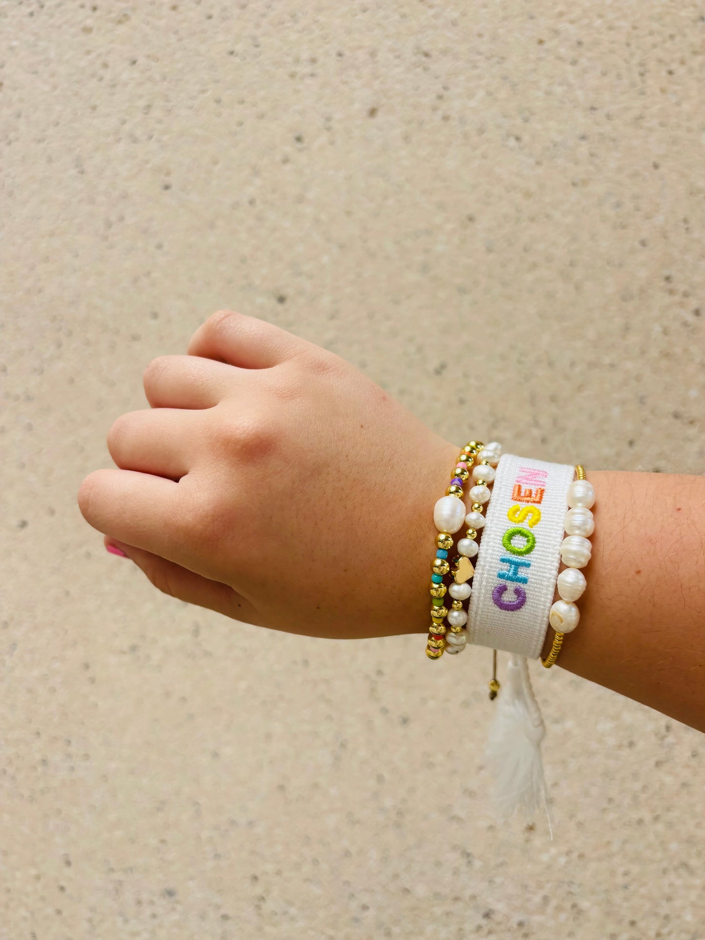 Chosen white & pastel washable adjustable bracelet