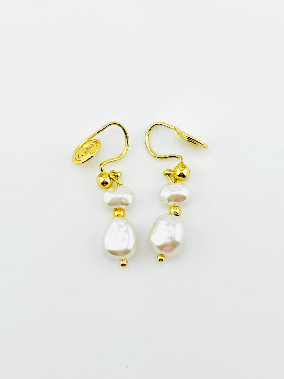 Natalie faux pearl clip on earrings in gold filled