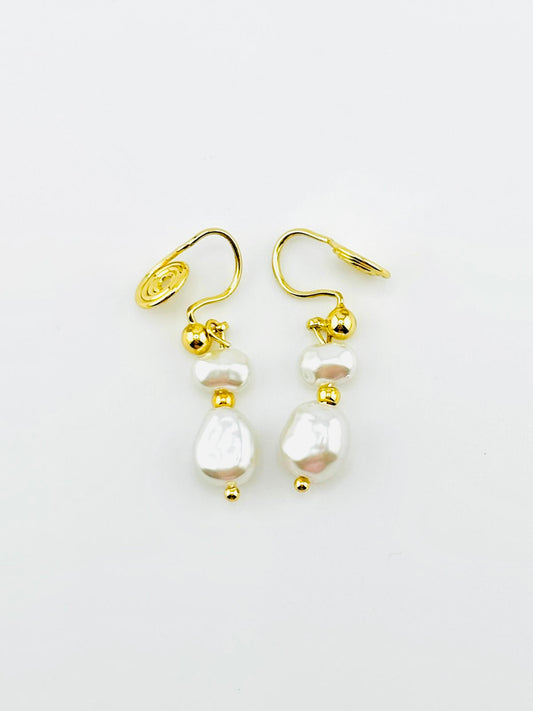 Natalie faux pearl clip on earrings in gold filled
