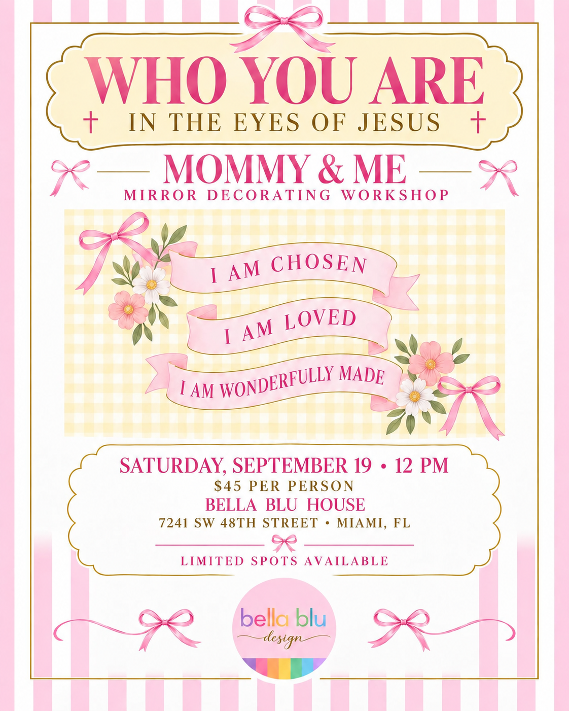 Who you are in the eyes of Jesus decorate your mirror workshop September 19th