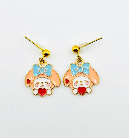 My melody Sanrio coral dangle stainless steel earrings