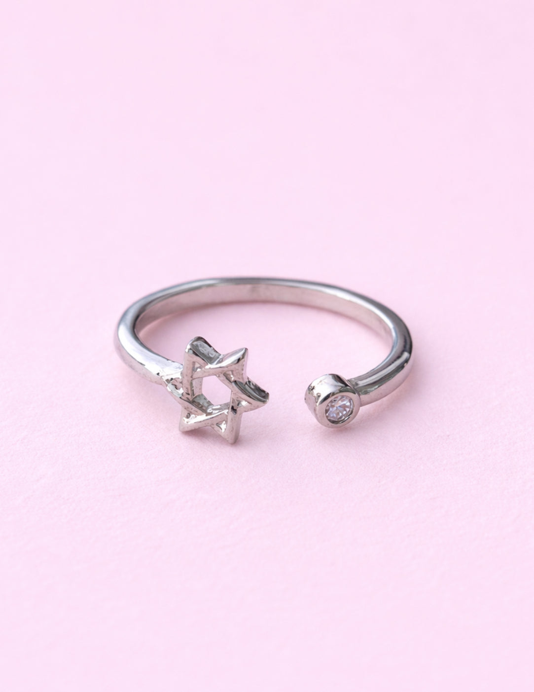 Star of David sterling silver & Cubic Zirconia adjustable ring
