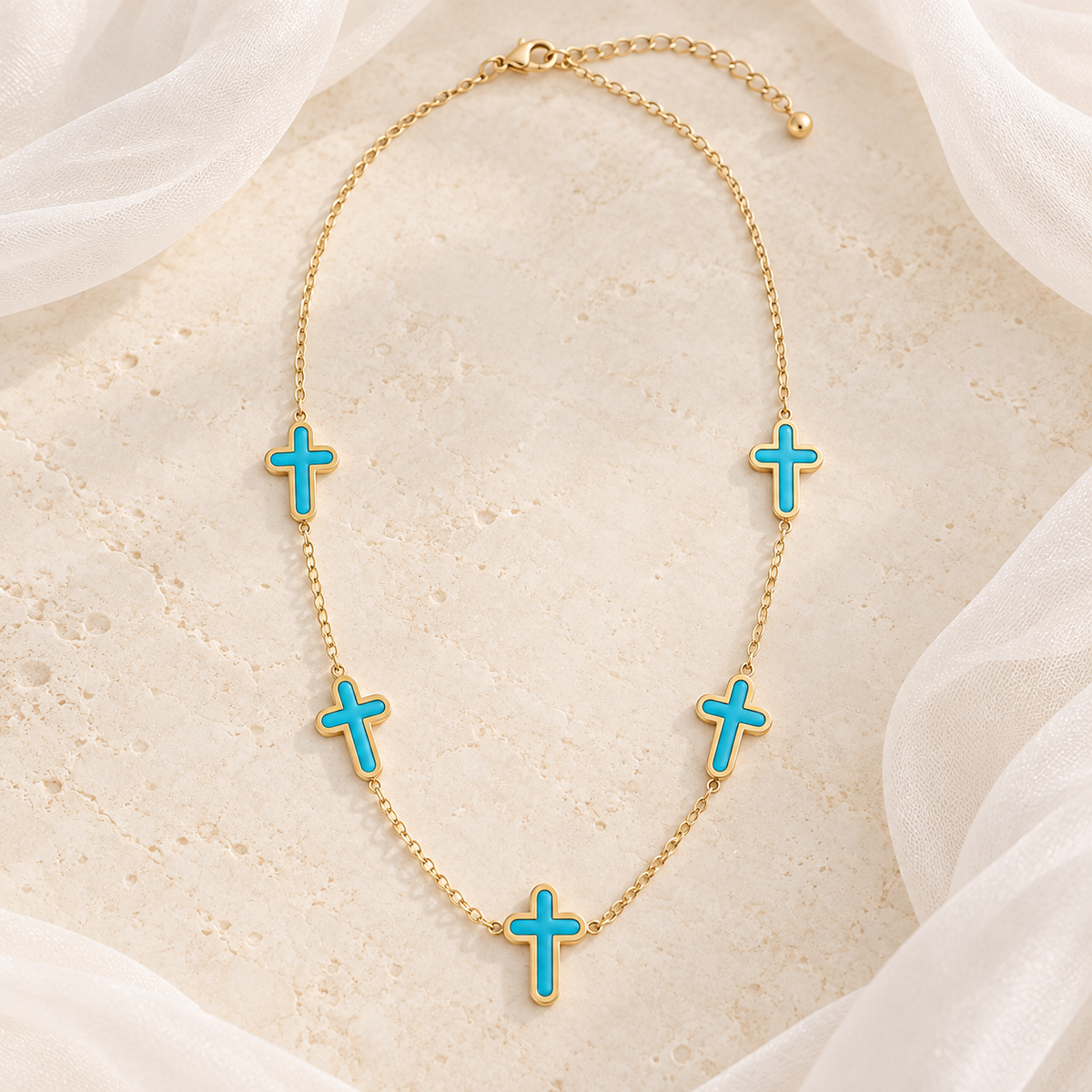 Faith Like the Ocean Turquoise Cross Necklace 🩵✝️
