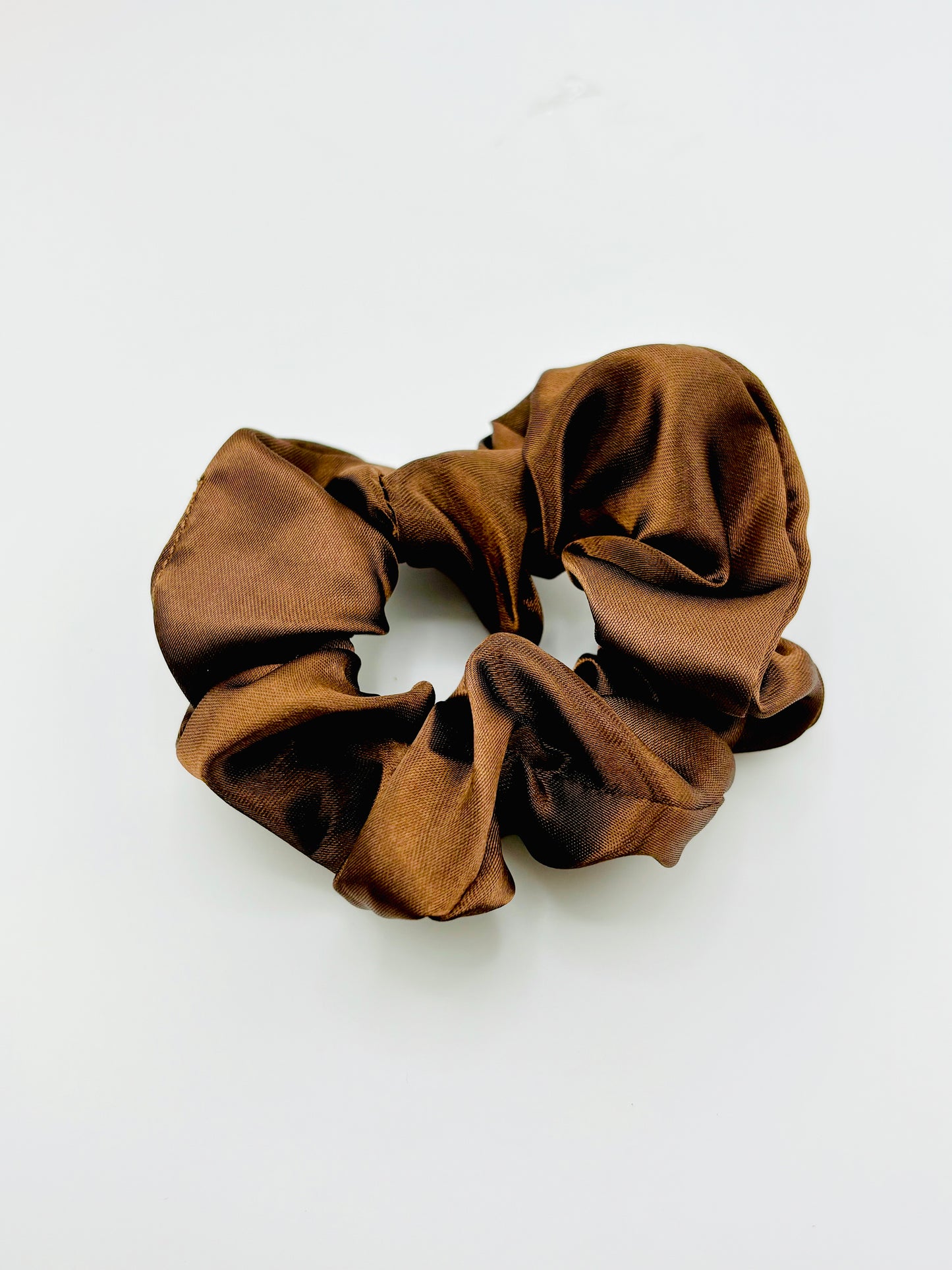 Chocolate charmeuse scrunchies
