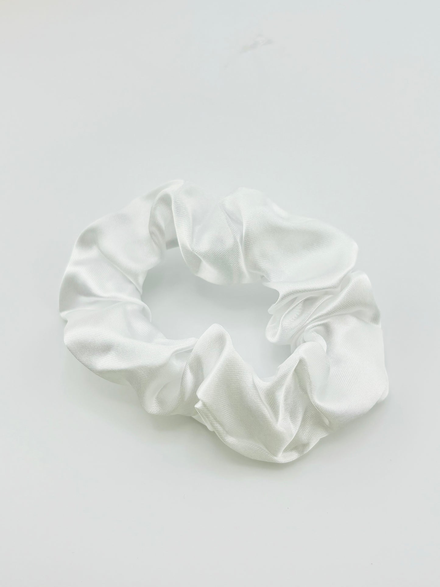 white charmeuse scrunchies