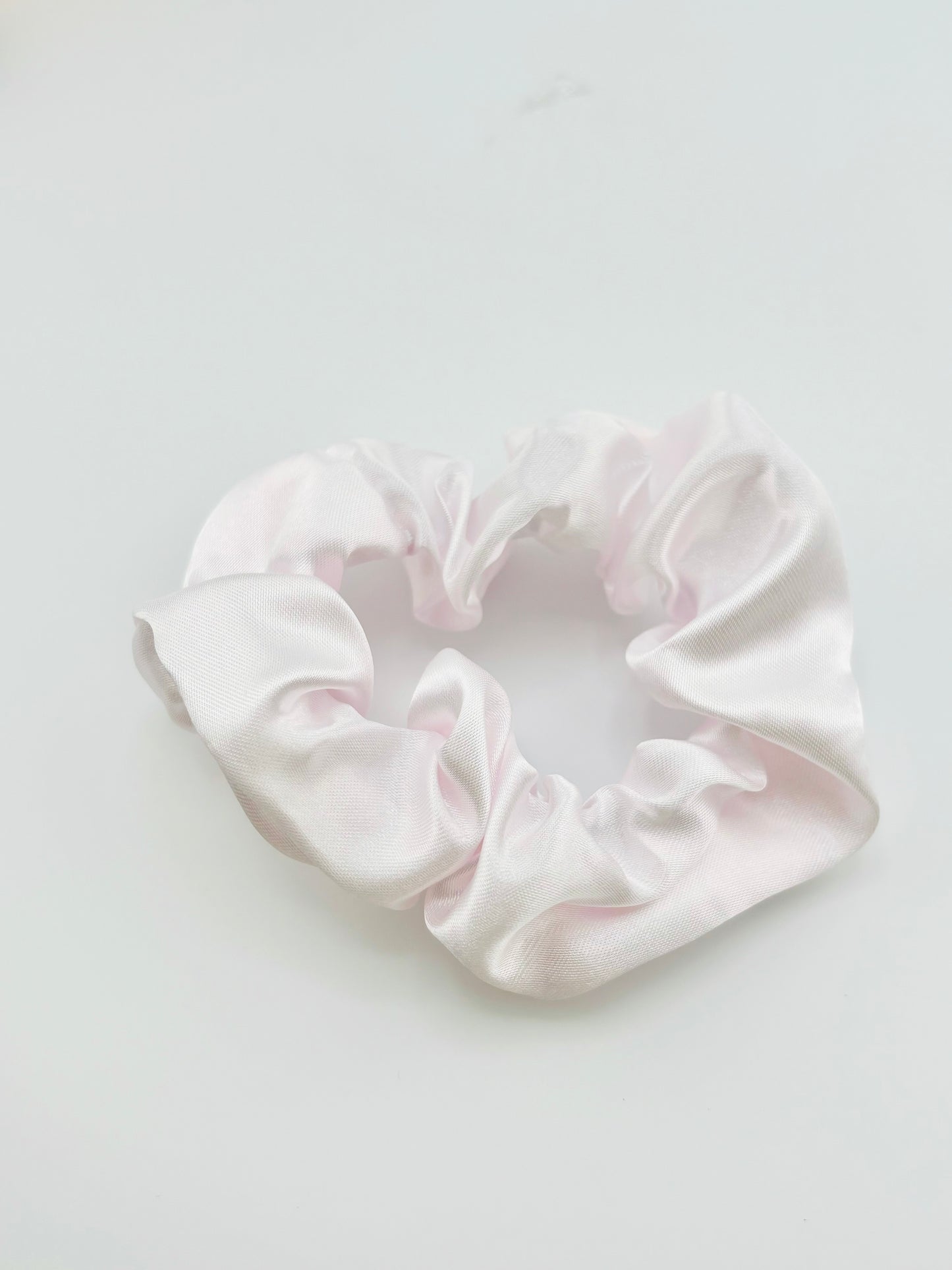 Pale pink charmeuse scrunchies