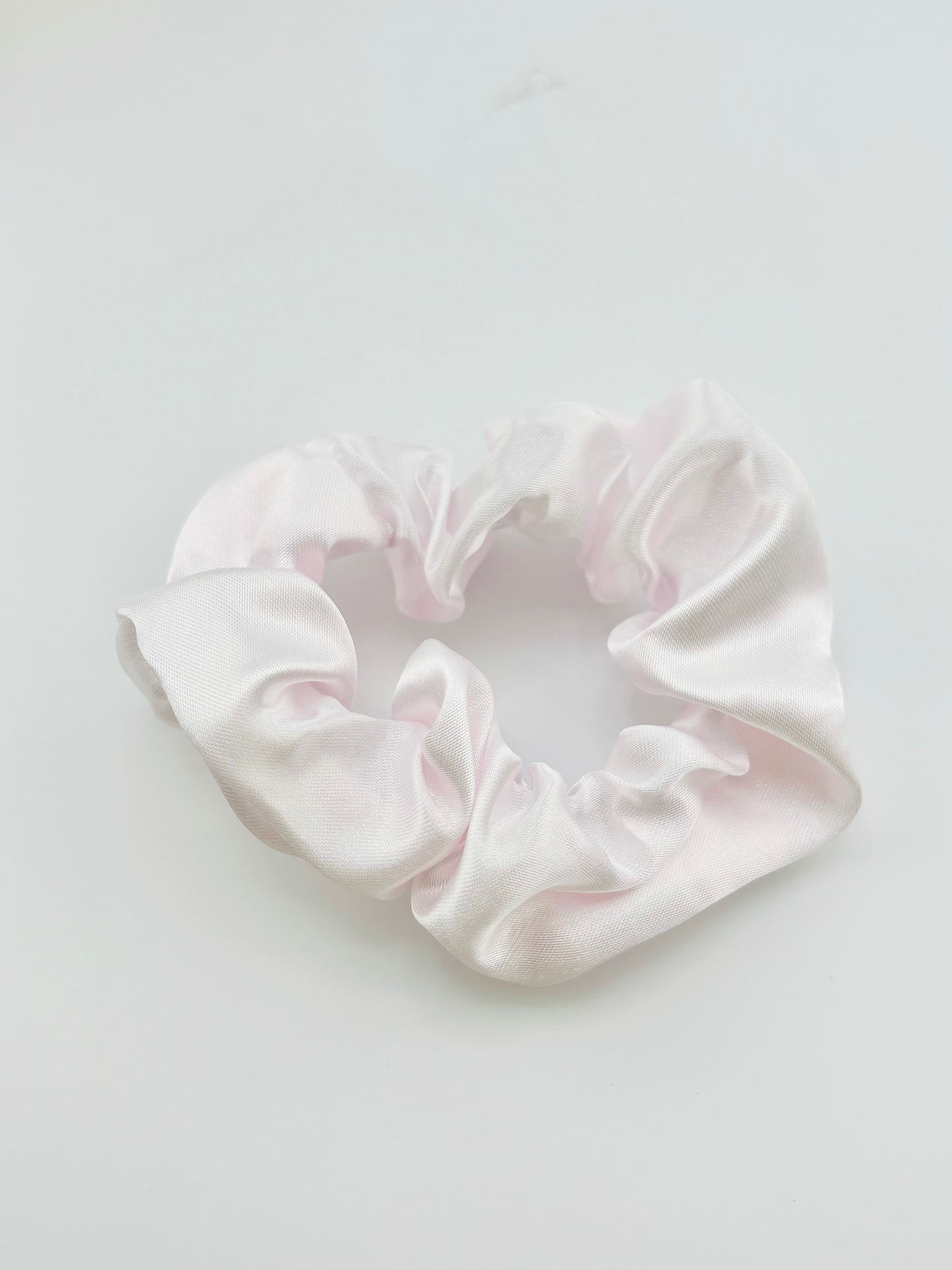 Pale pink charmeuse scrunchies