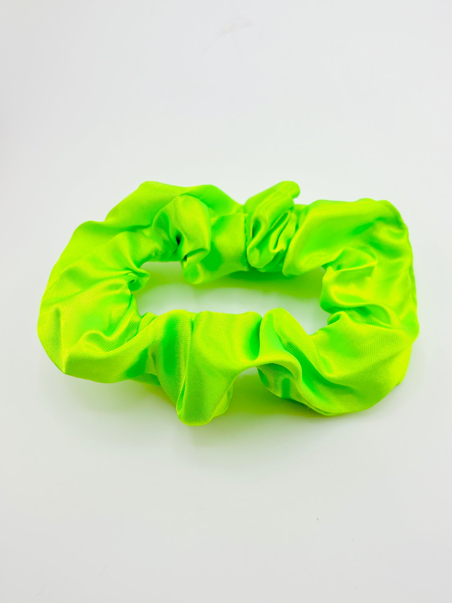 Neon green charmeuse scrunchies