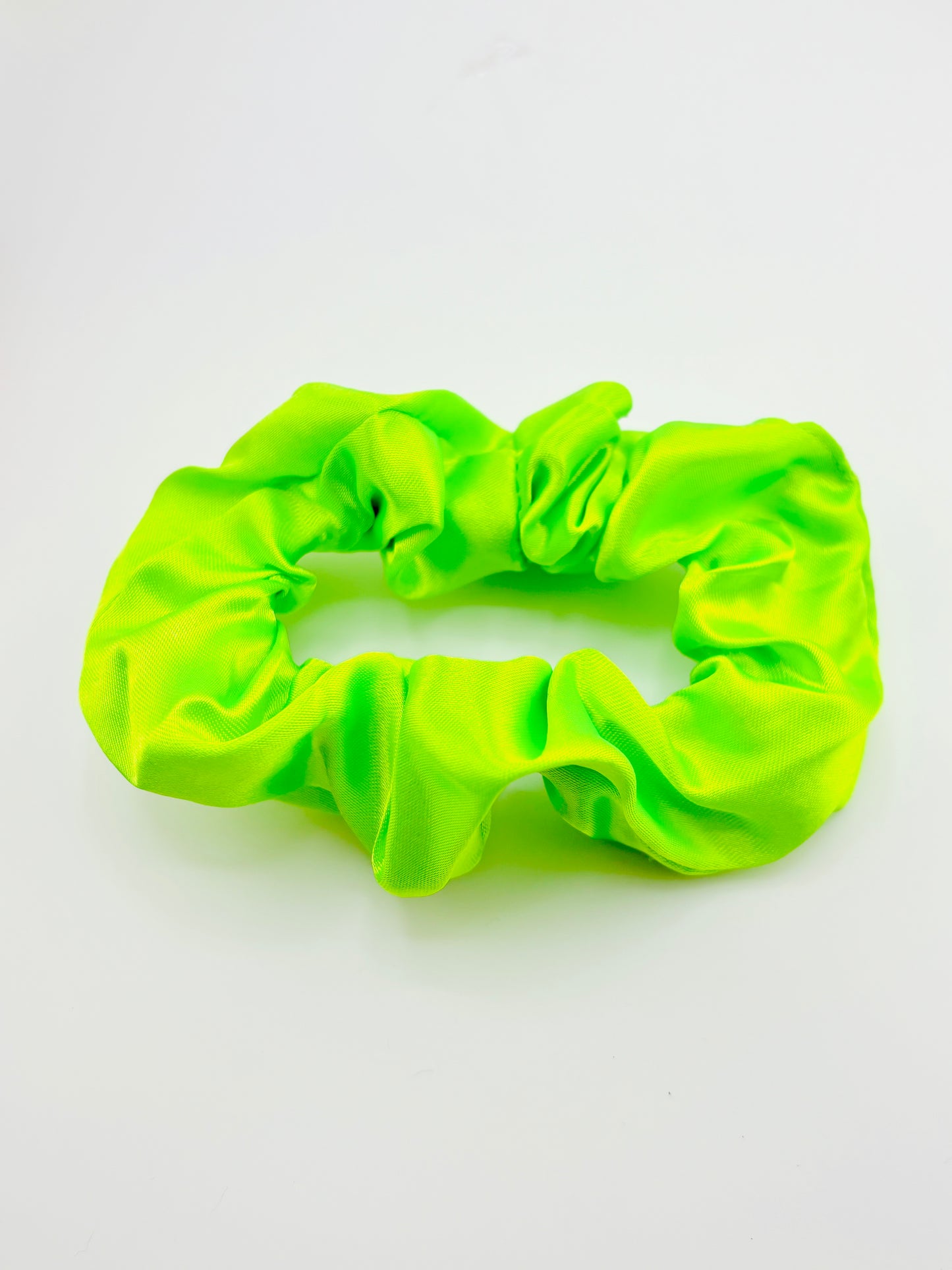Neon green charmeuse scrunchies
