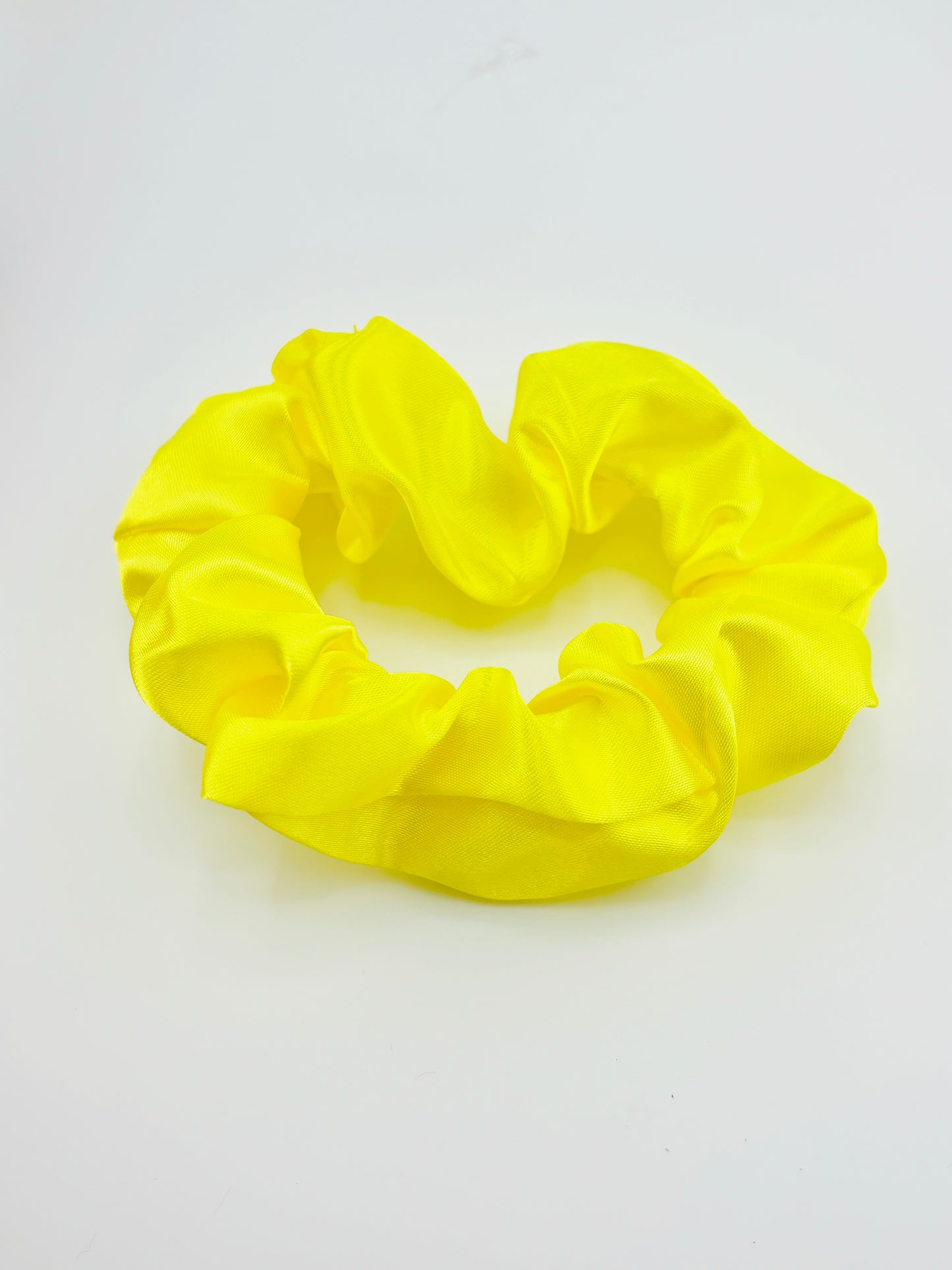Neon yellow charmeuse scrunchies