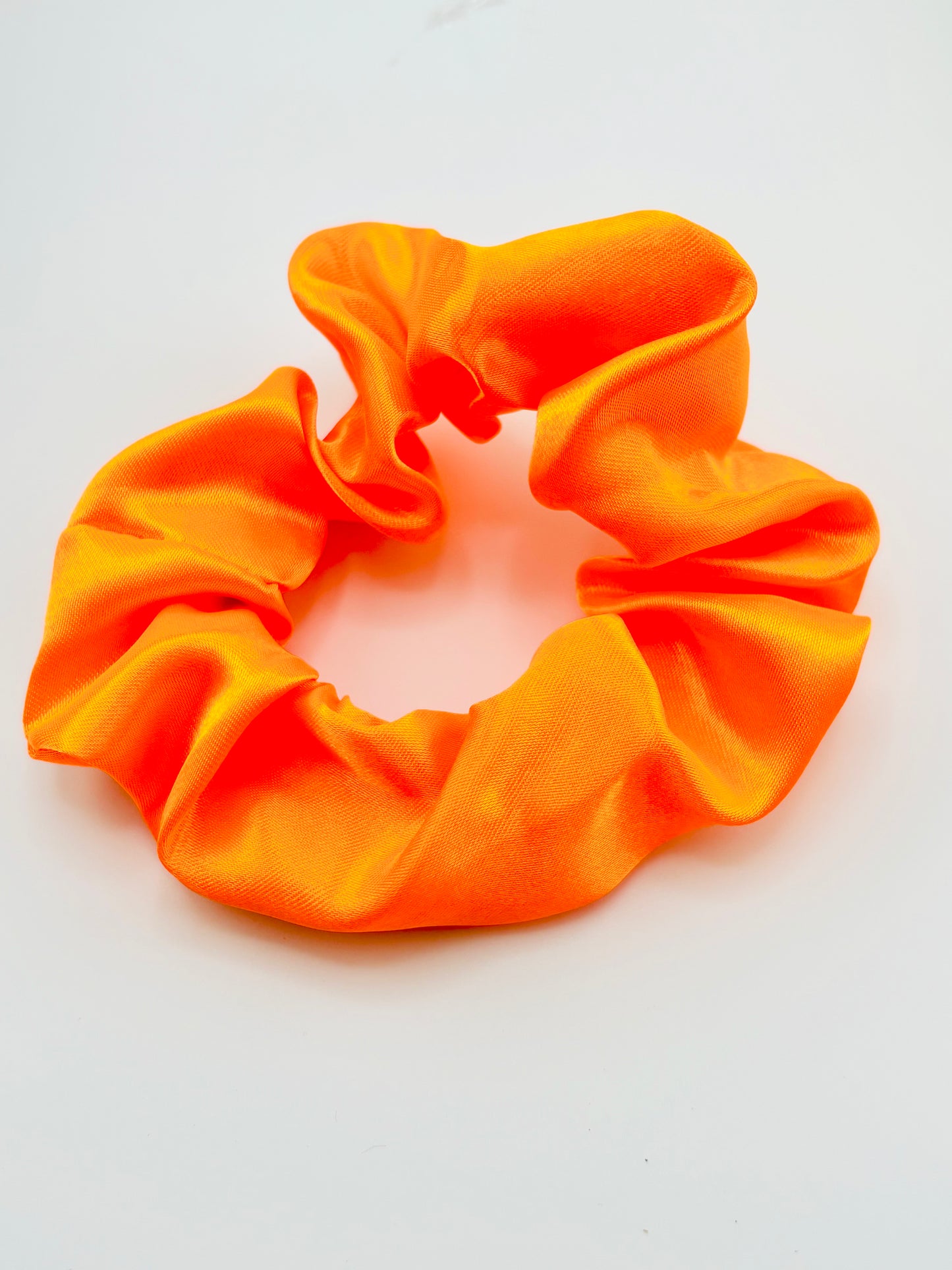 Neon orange charmeuse scrunchies