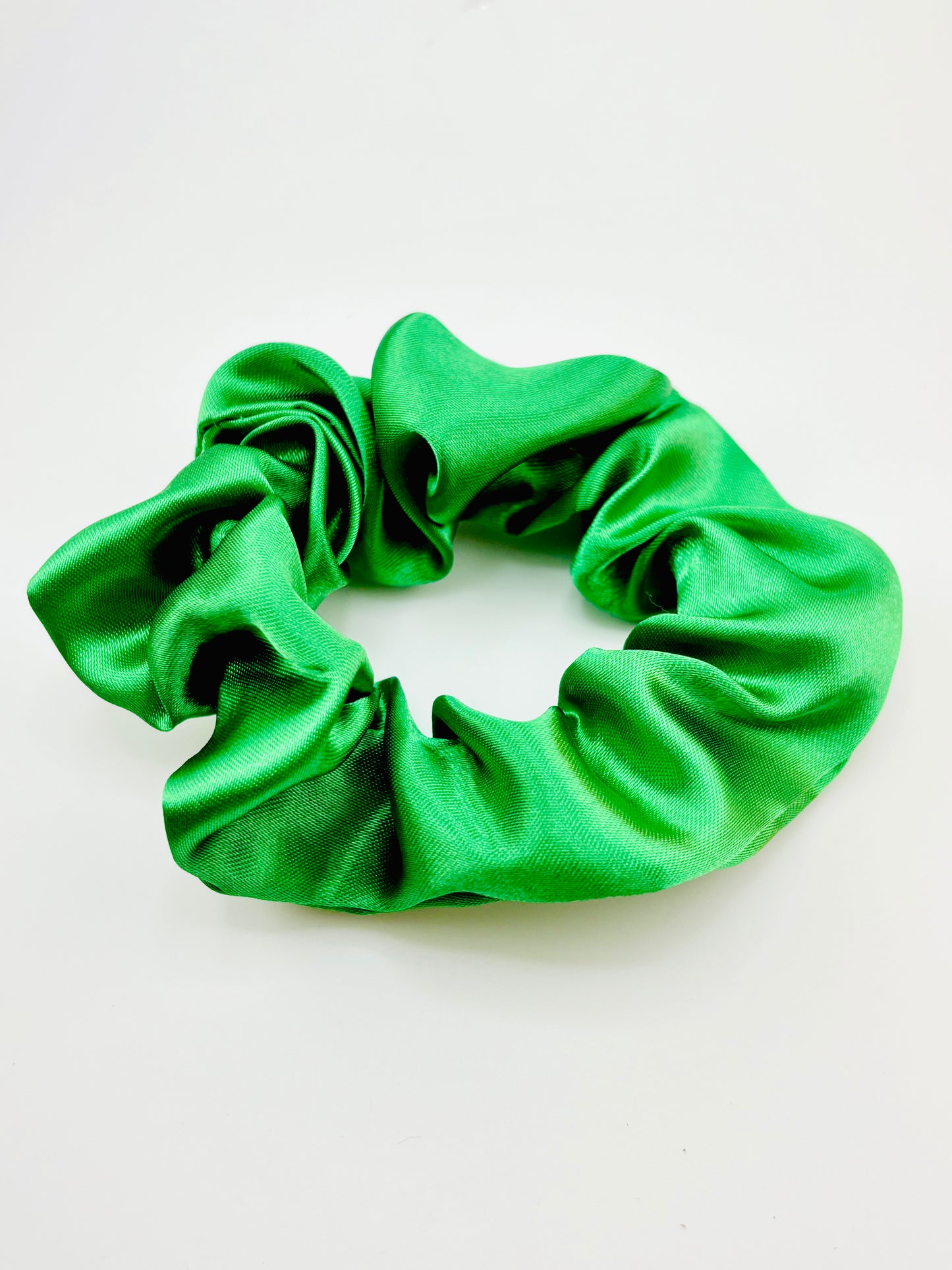 Green grass charmeuse scrunchies