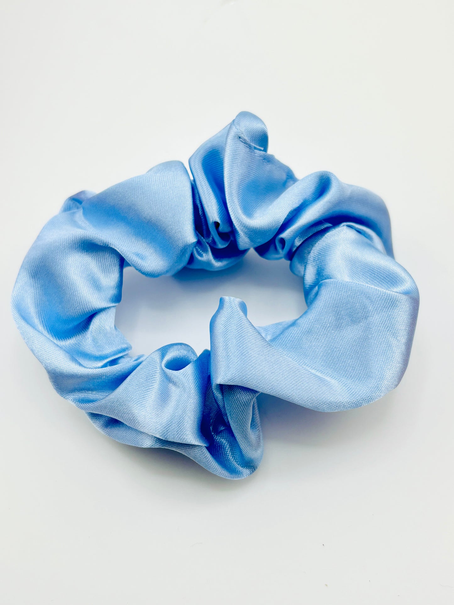 Periwinkle blue charmeuse scrunchies