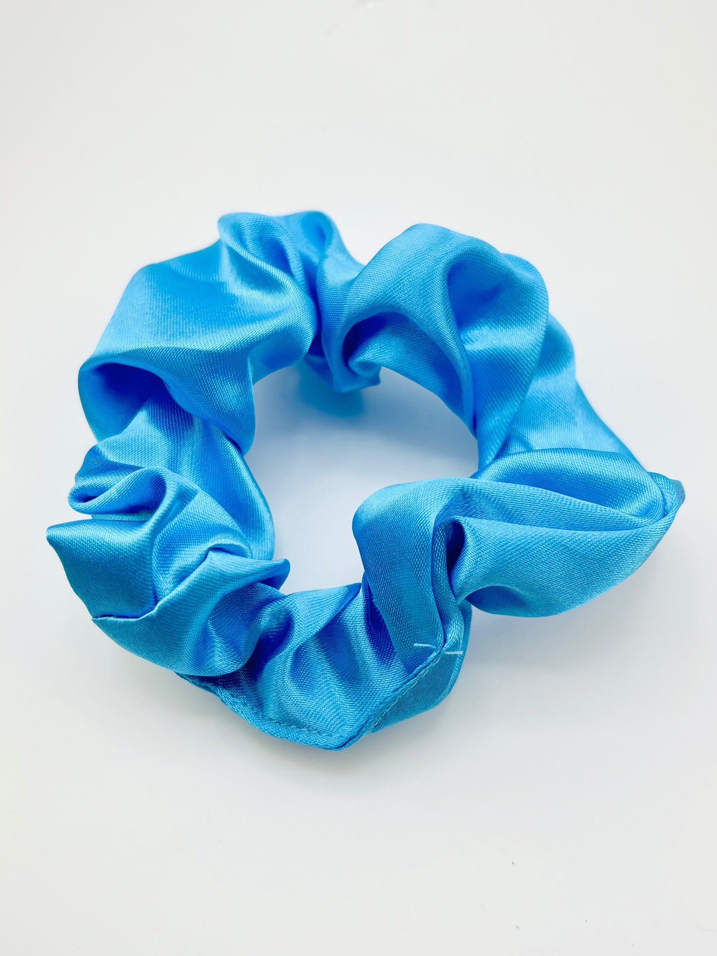 Ocean blue charmeuse scrunchies