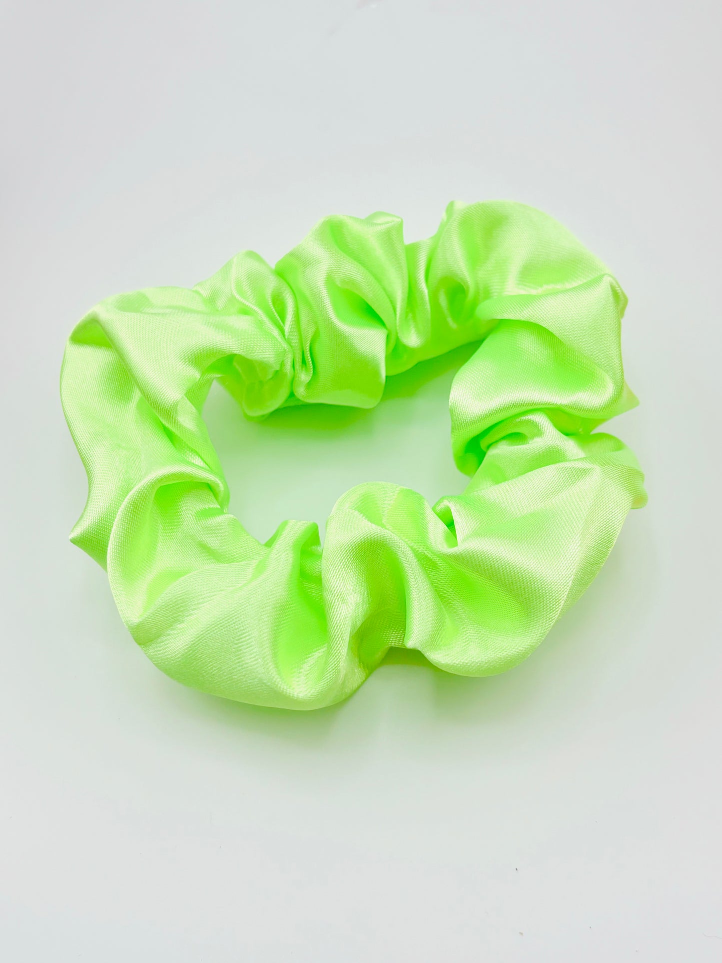 Lime neon green charmeuse scrunchies