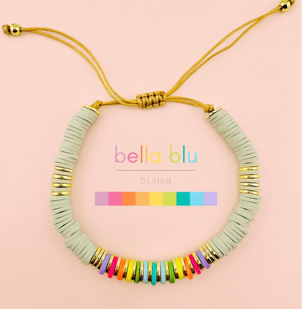 Maya khaki bracelet in clay beads and gold filled bracelet