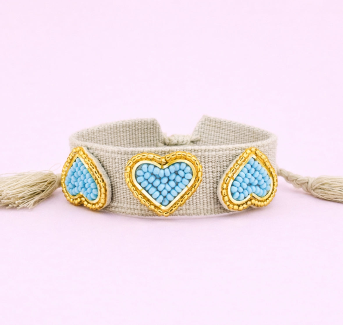 Kesha blue beaded heart adjustable bracelet