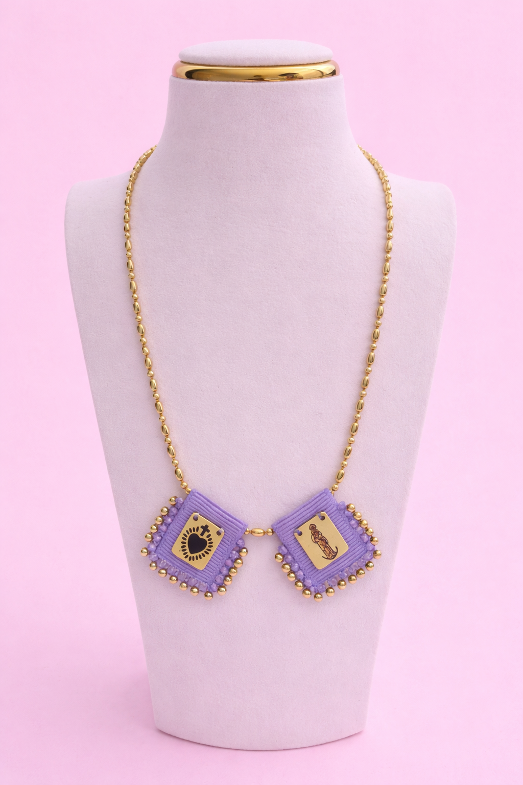 Escapulario Lavender 18k gold filled adjustable necklace