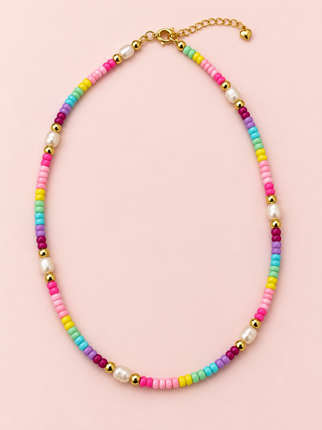 Amariah colorful 18k gold filled & Real fresh water pearl beaded necklace