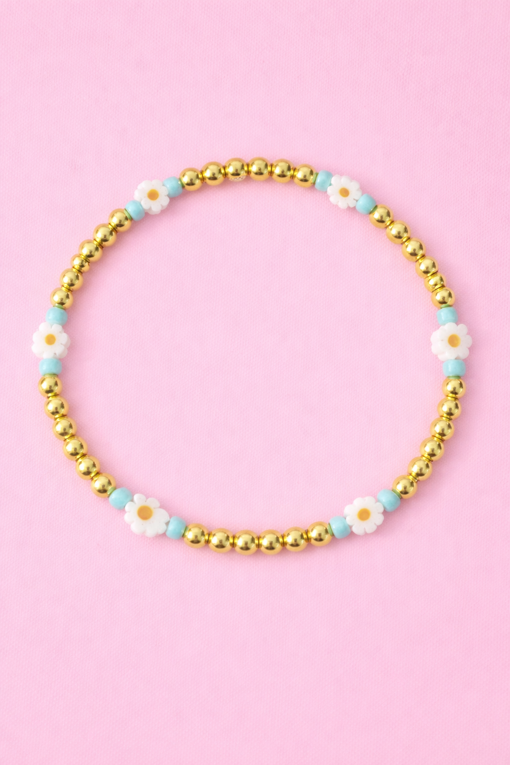 Scarlett 18k gold filled, blue Daisies bracelet