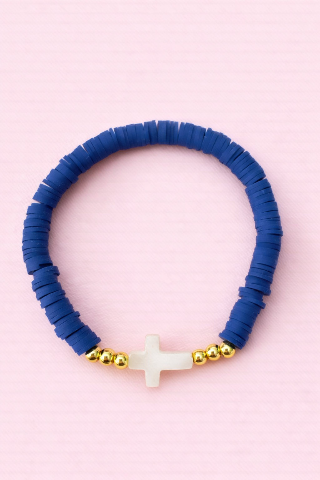 Breanna navy 18k gold filled and Mother of pearl cross bracelet