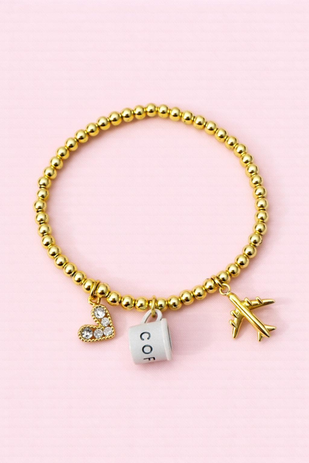 Teresa 18k gold filled & white themed charm bracelet