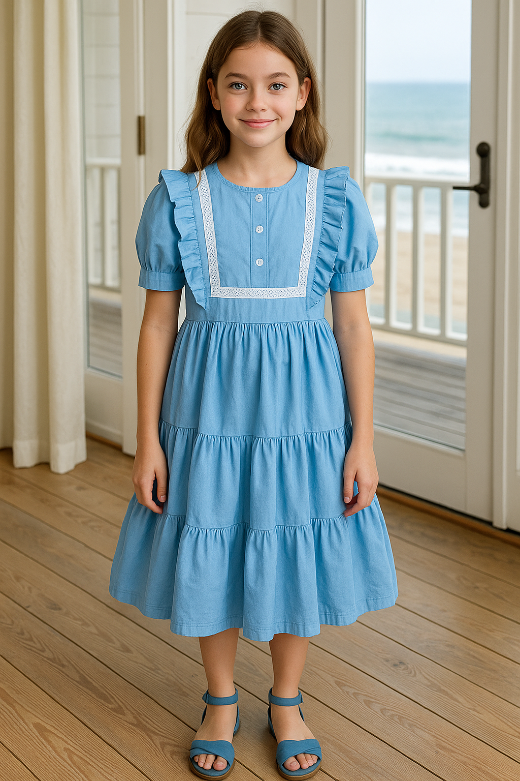 Brooke light blue cotton dress