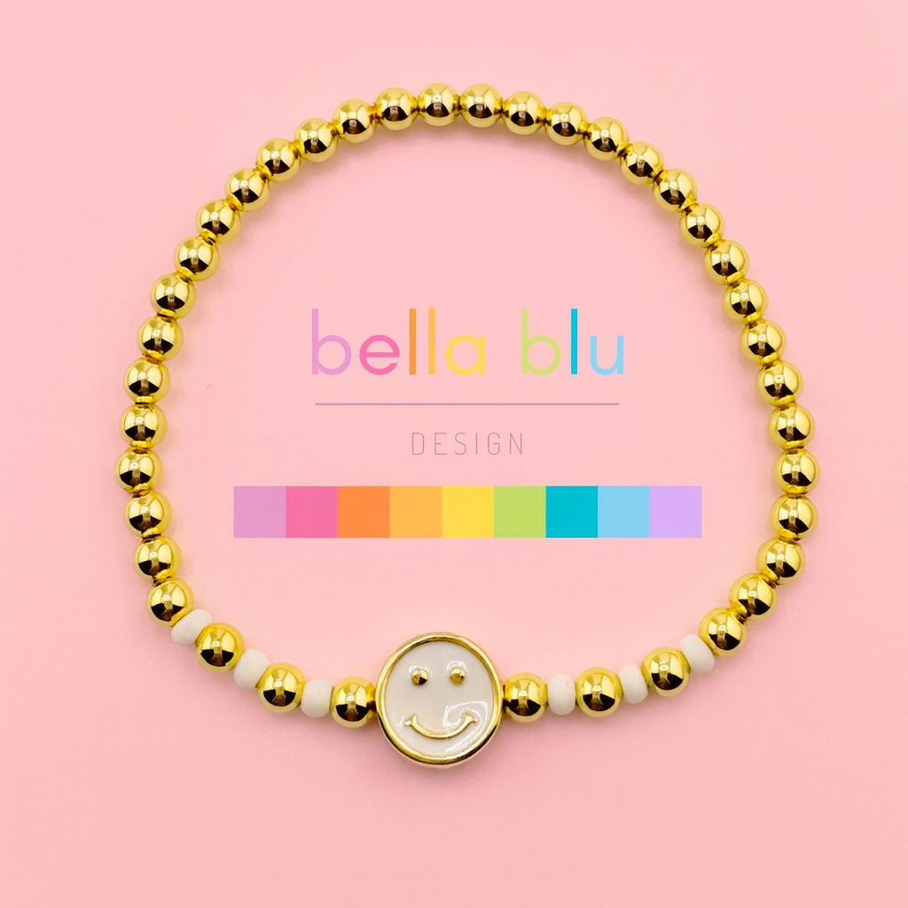 Caroline white happy face and gold filled bracelet