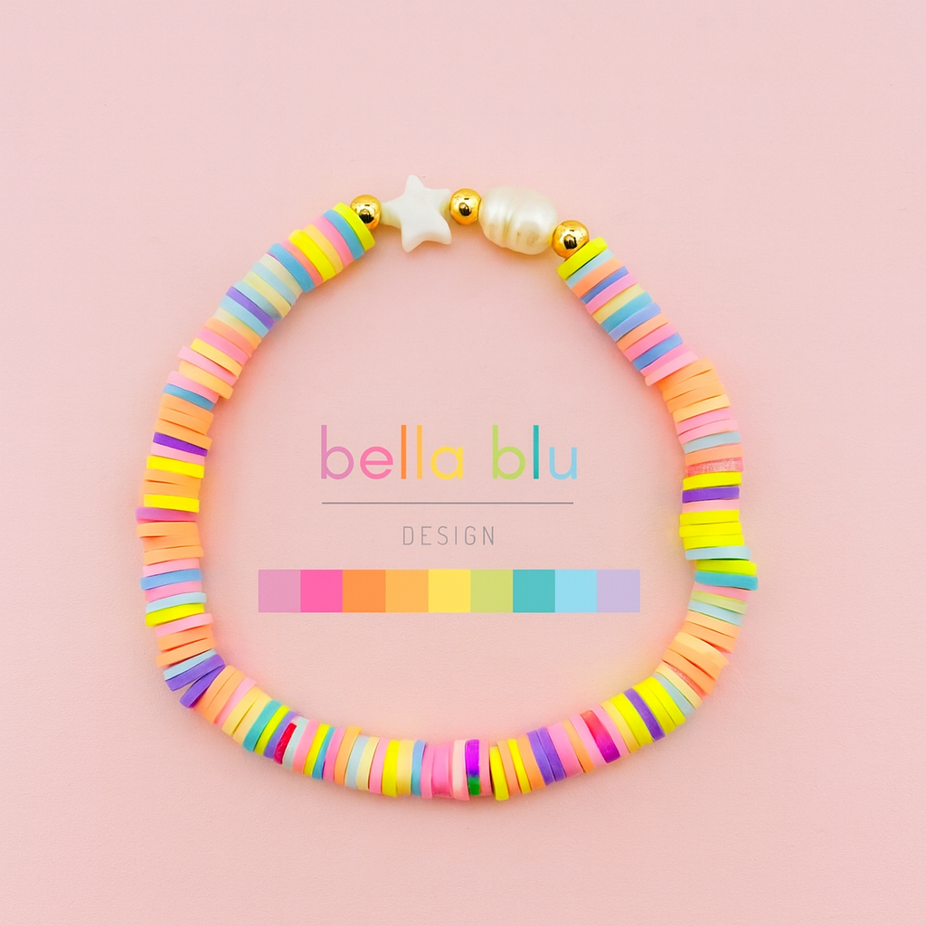 Vanessa multicolor clay beaded 18k gold filled bracelet