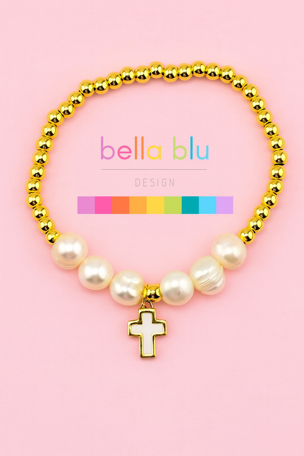 Cruz fresh water pearl 18k gold filled bracelet