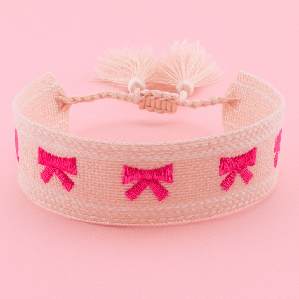 Pink and soft pink woven bracelet