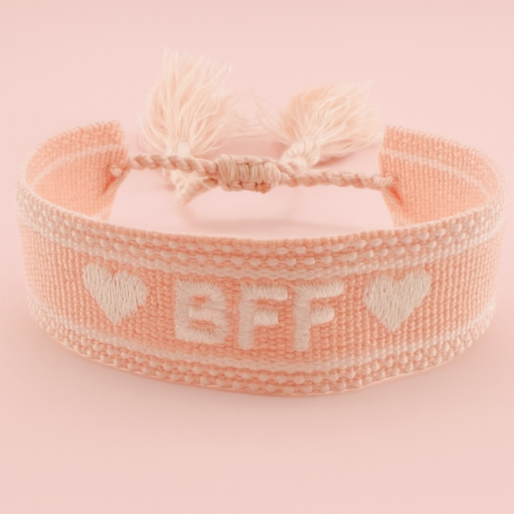 BFF coral and cream woven bracelet