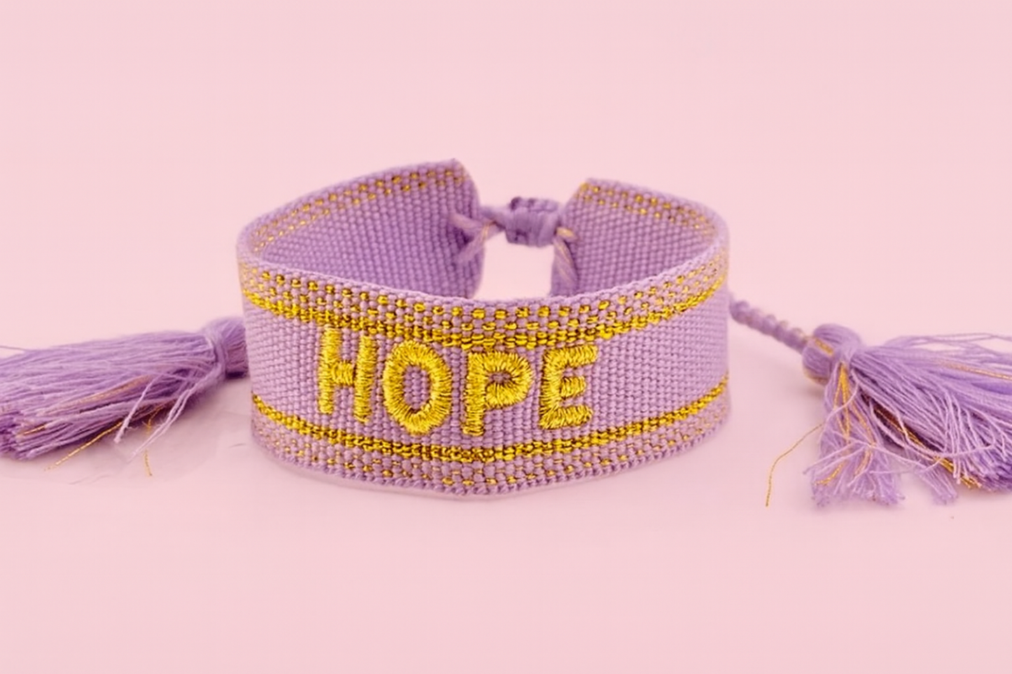Hope purple woven in gold adjustable bracelet