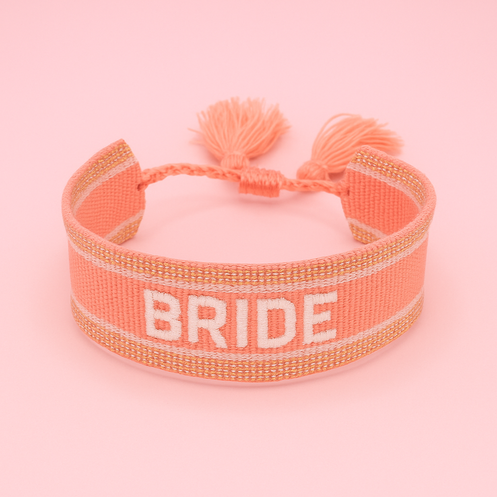 Bride gold and coral woven bracelet