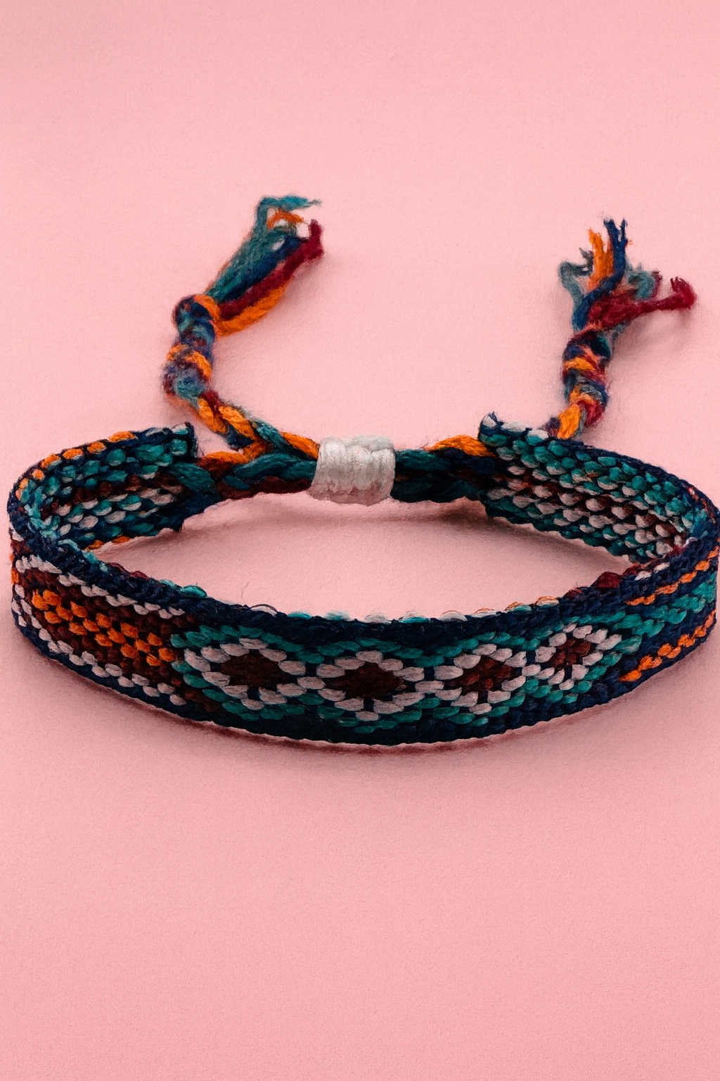 Bassie Multicolored blue & orange adjustable woven bracelet