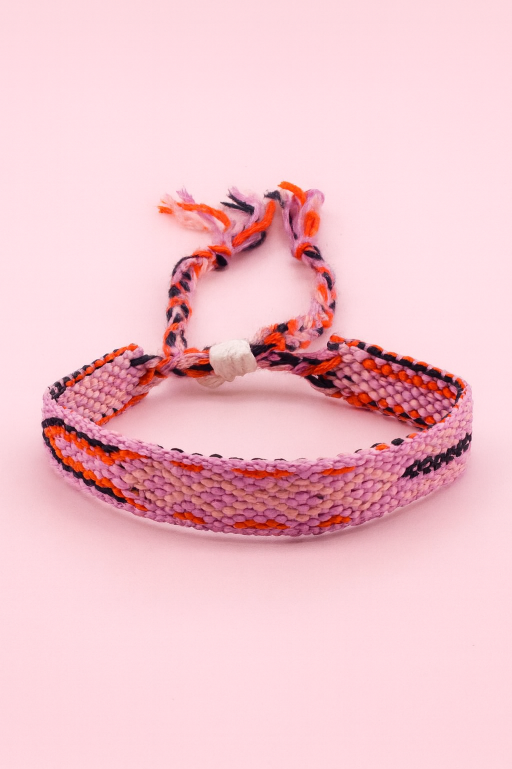 Bassie Multicolored purple & orange adjustable woven bracelet