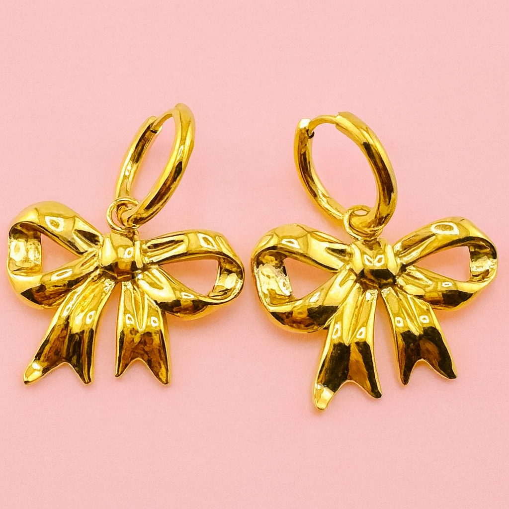 Coquette bow dangling earrings