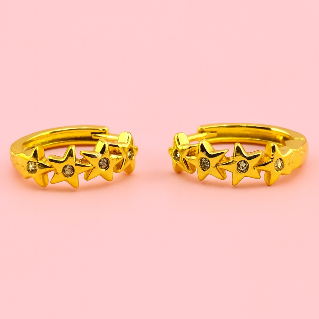 Stargaze 18k gold filled hoops with cubic zirconia earrings