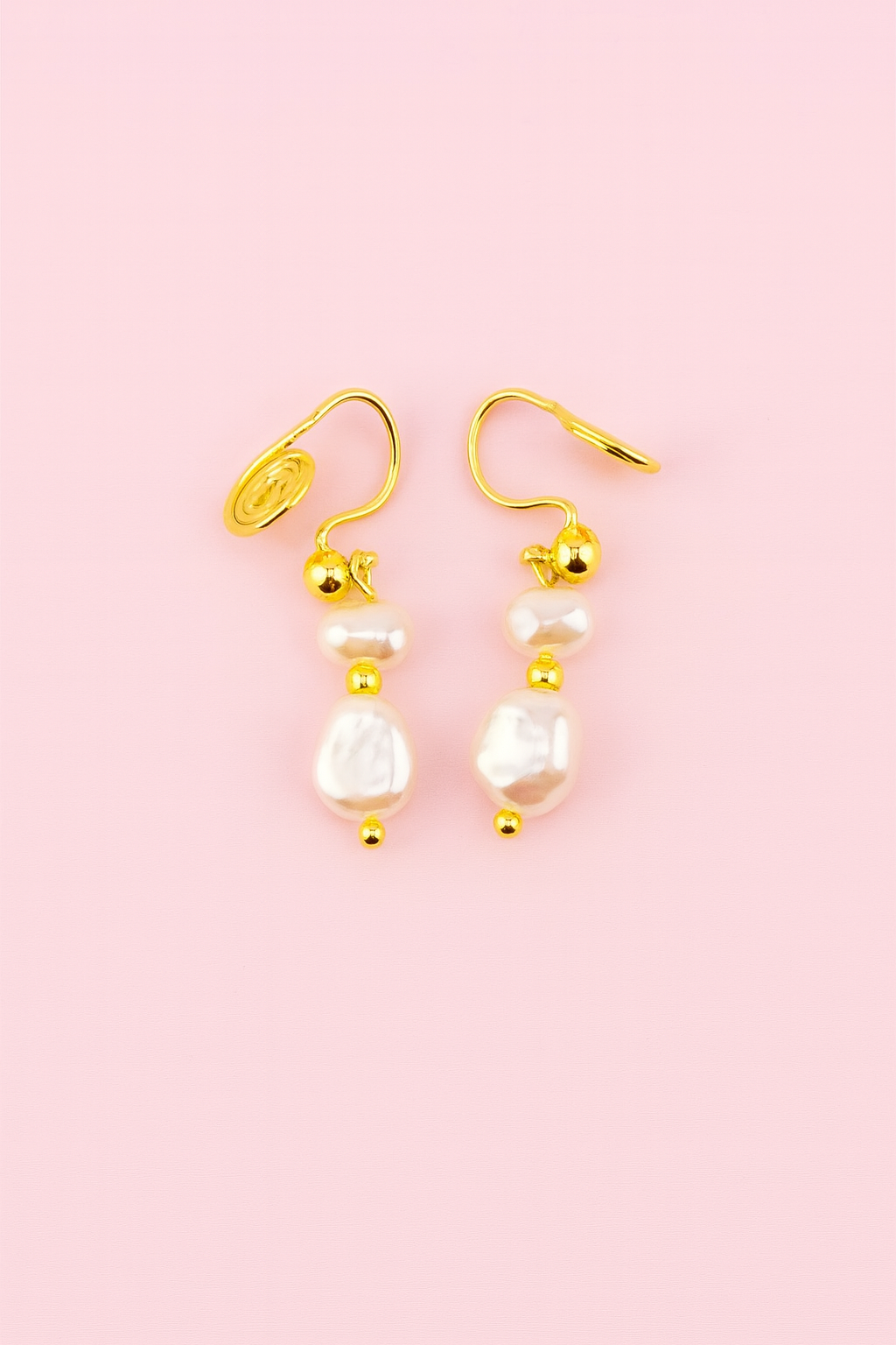 Natalie faux pearl clip on earrings in gold filled