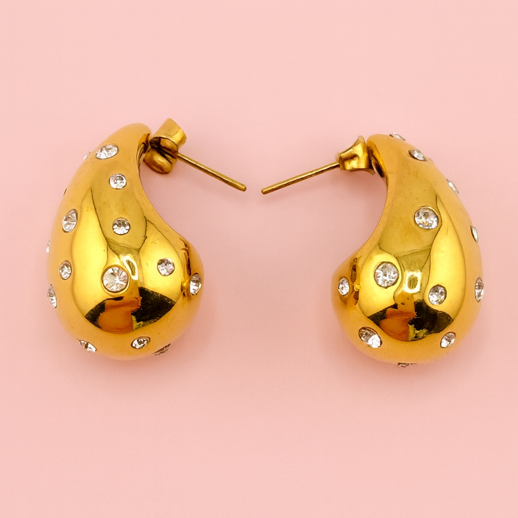 Nevaeh rhinestone encrusted gold filled earrings