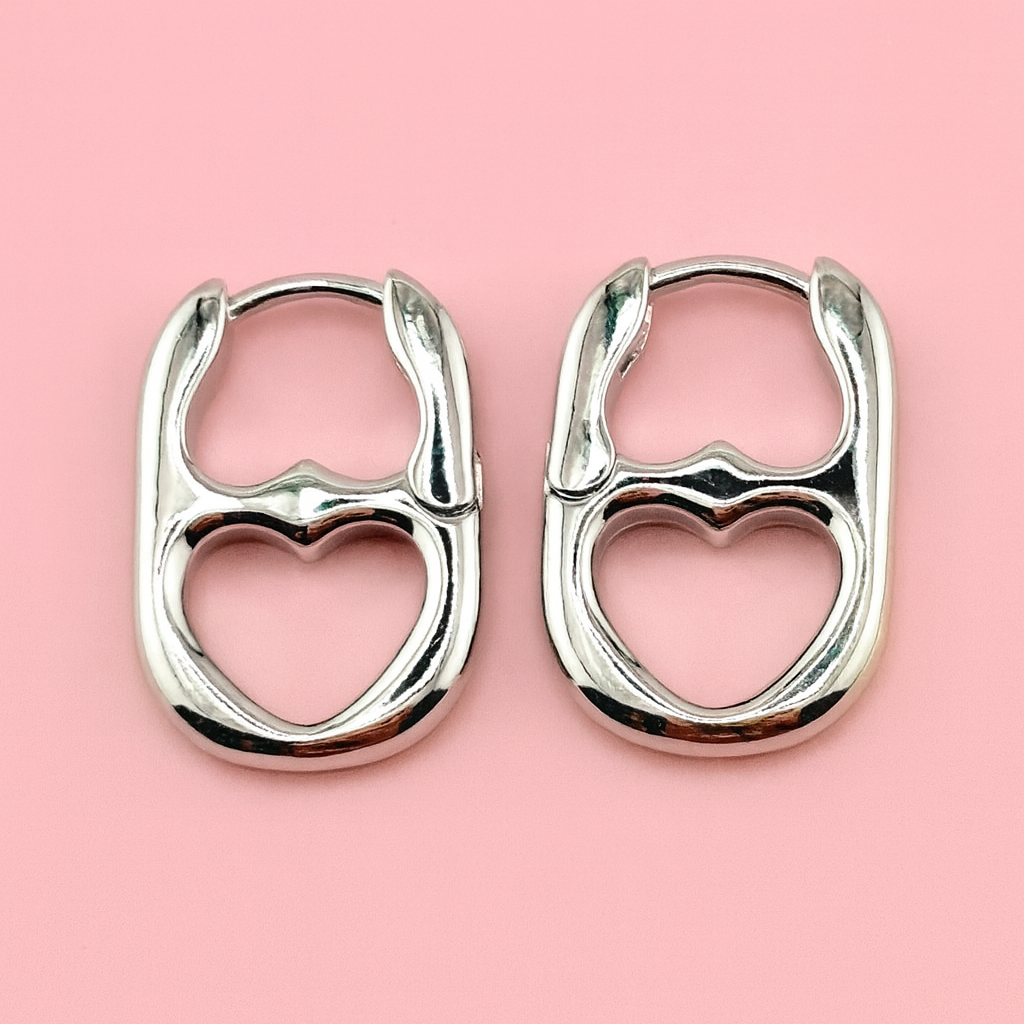 Heart shaped sterling silver can openers earrings