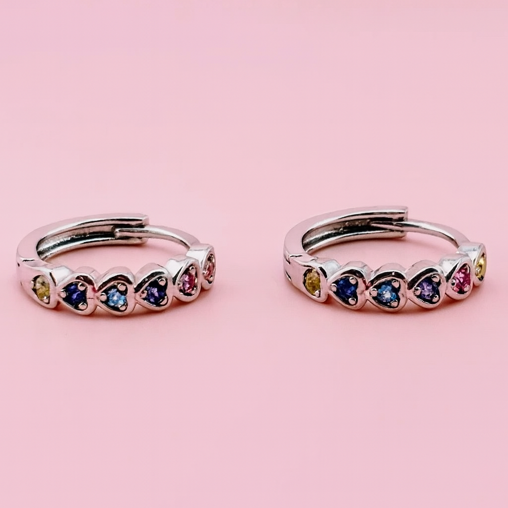 Luisa 925 sterling hoop earrings with blue rhinestones